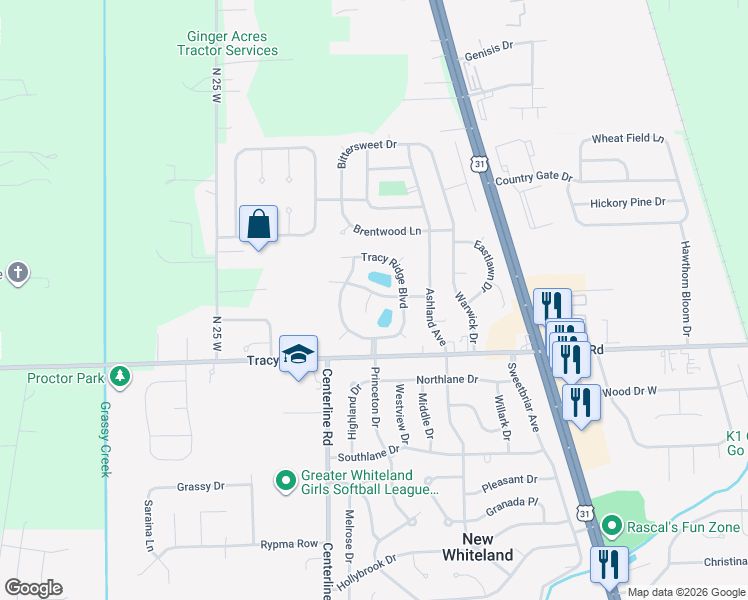 map of restaurants, bars, coffee shops, grocery stores, and more near 1041 Berwyn Road in Whiteland