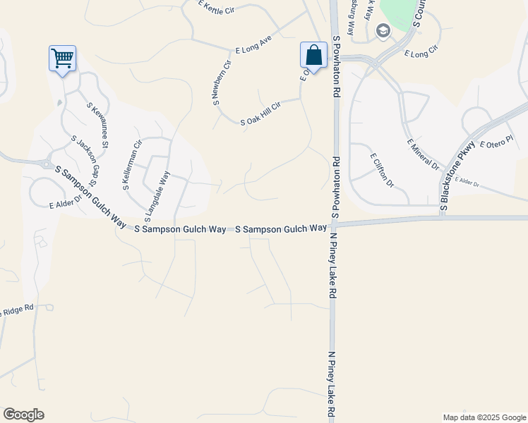 map of restaurants, bars, coffee shops, grocery stores, and more near 26152 East Phillips Place in Aurora