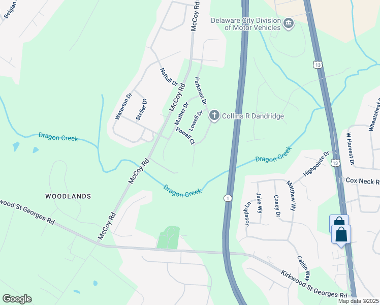 map of restaurants, bars, coffee shops, grocery stores, and more near 742 Parkman Drive in Bear