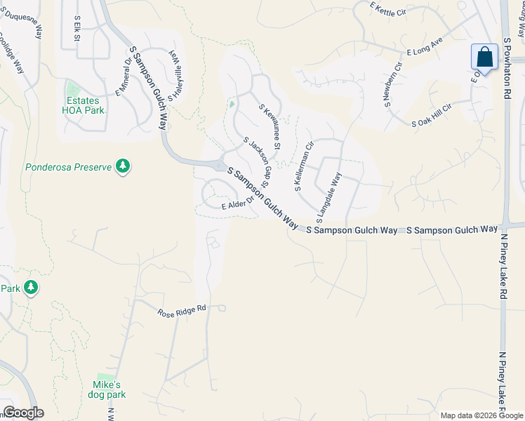 map of restaurants, bars, coffee shops, grocery stores, and more near 8270 South Jackson Gap Court in Aurora