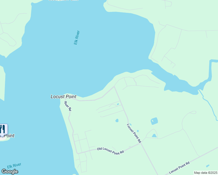 map of restaurants, bars, coffee shops, grocery stores, and more near 385 River Road in Elkton