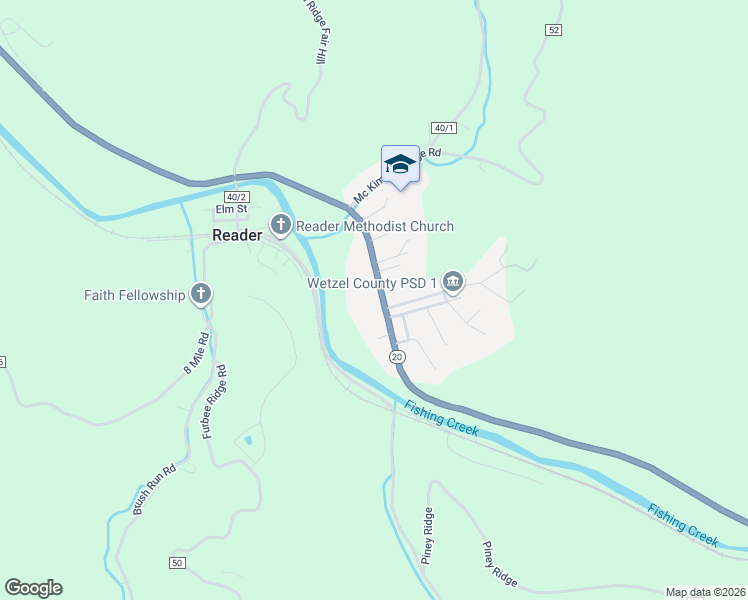 map of restaurants, bars, coffee shops, grocery stores, and more near 10002 Shortline Highway in Reader
