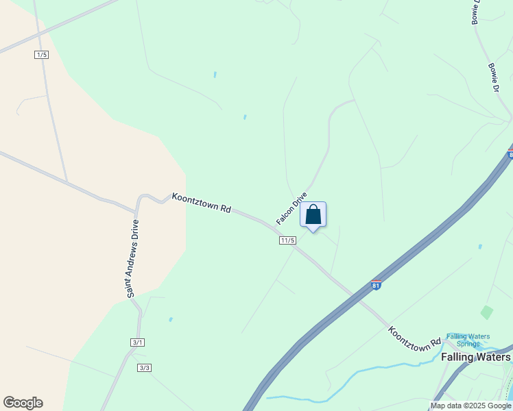 map of restaurants, bars, coffee shops, grocery stores, and more near 2211 Koontztown Road in Falling Waters