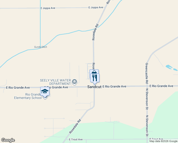 map of restaurants, bars, coffee shops, grocery stores, and more near 8261-8327 Rosedale Road in Terre Haute