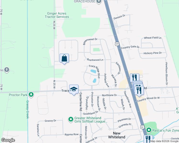 map of restaurants, bars, coffee shops, grocery stores, and more near 1041 Berwyn Road in Whiteland