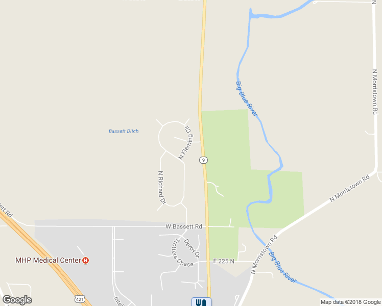 map of restaurants, bars, coffee shops, grocery stores, and more near 2780 North Fleming Circle in Shelbyville
