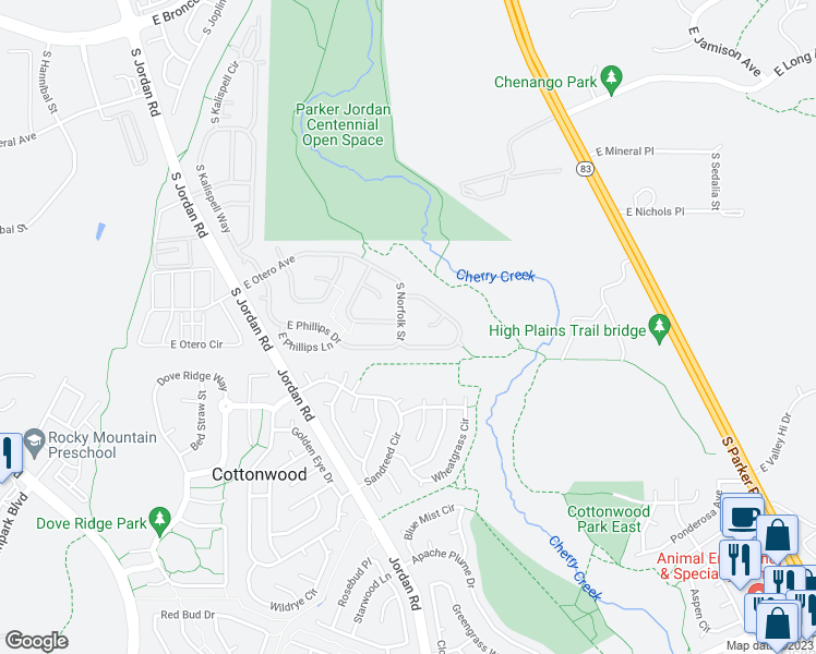 map of restaurants, bars, coffee shops, grocery stores, and more near 8196 South Norfolk Street in Englewood