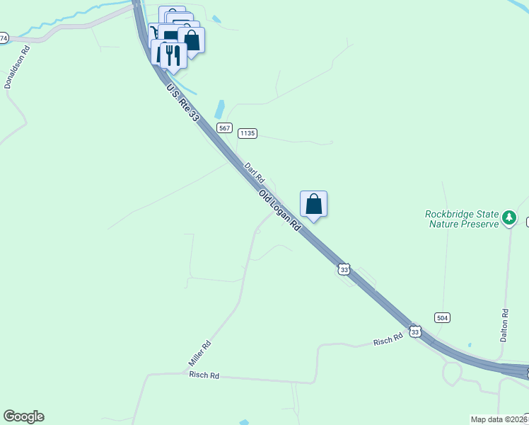 map of restaurants, bars, coffee shops, grocery stores, and more near 27305 Apple-Max Road in Rockbridge