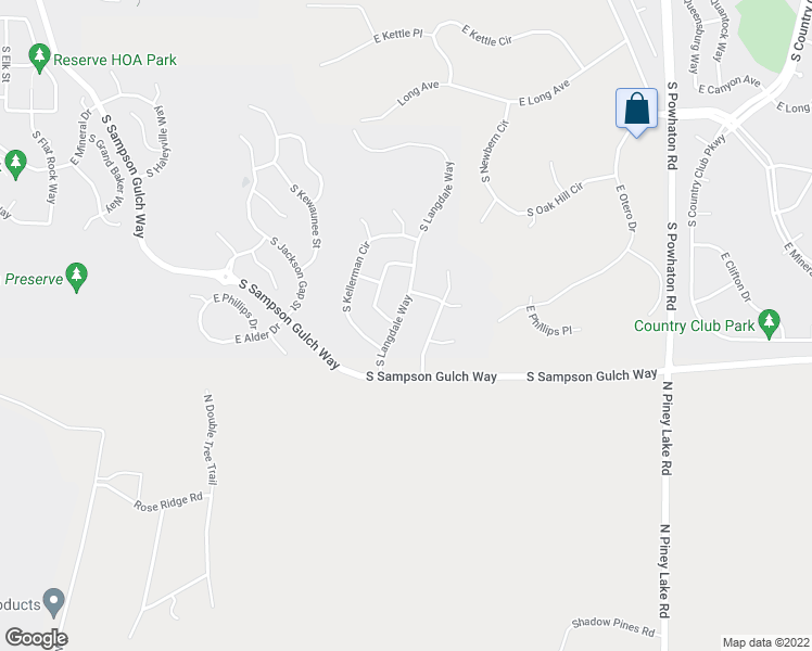 map of restaurants, bars, coffee shops, grocery stores, and more near 8222 South Langdale Way in Aurora