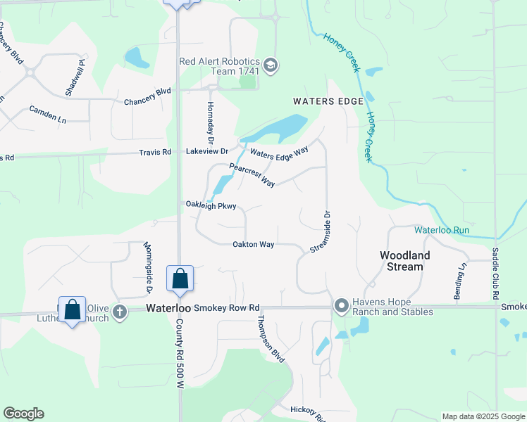 map of restaurants, bars, coffee shops, grocery stores, and more near 4745 Oakleigh Court in Greenwood