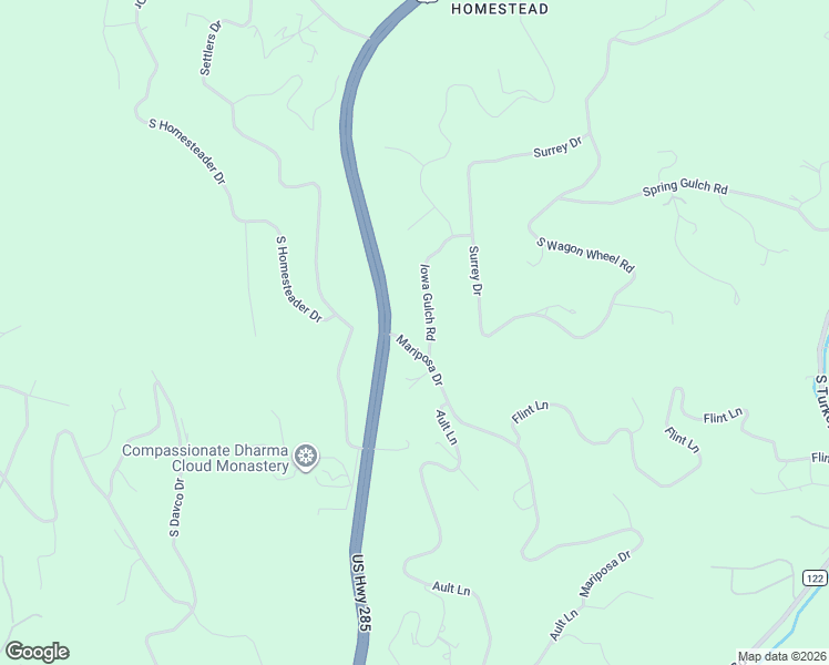 map of restaurants, bars, coffee shops, grocery stores, and more near 8277 Iowa Gulch Road in Morrison