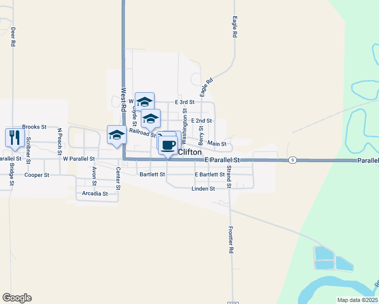 map of restaurants, bars, coffee shops, grocery stores, and more near in Clifton