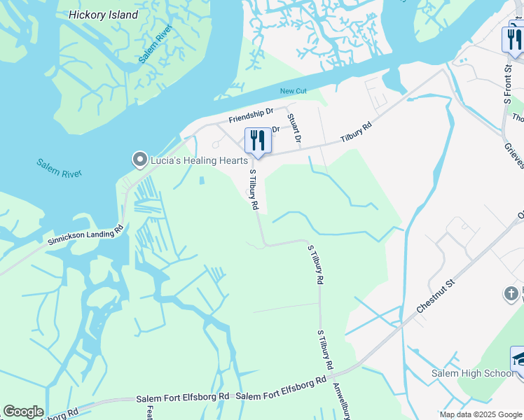 map of restaurants, bars, coffee shops, grocery stores, and more near 19 South Tilbury Road in Salem