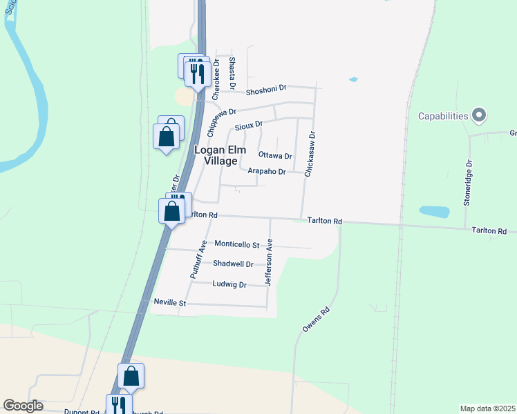 map of restaurants, bars, coffee shops, grocery stores, and more near 370 Tarlton Road in Circleville