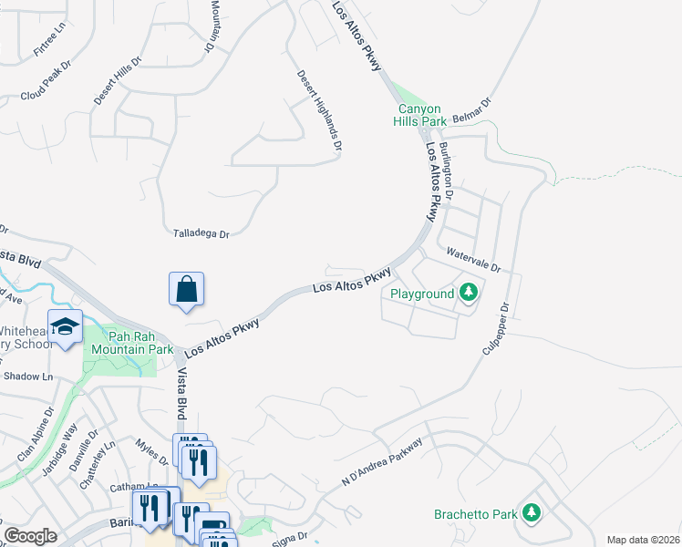 map of restaurants, bars, coffee shops, grocery stores, and more near 5490 Los Altos Parkway in Sparks
