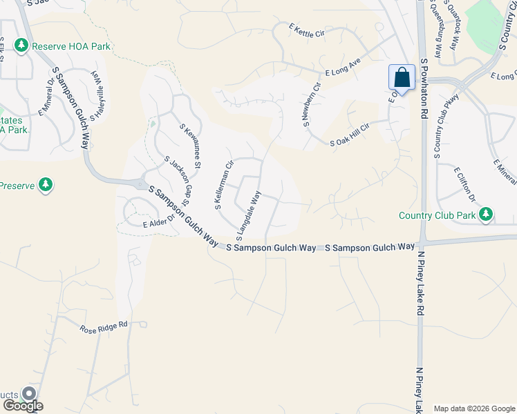 map of restaurants, bars, coffee shops, grocery stores, and more near 8222 South Langdale Way in Aurora