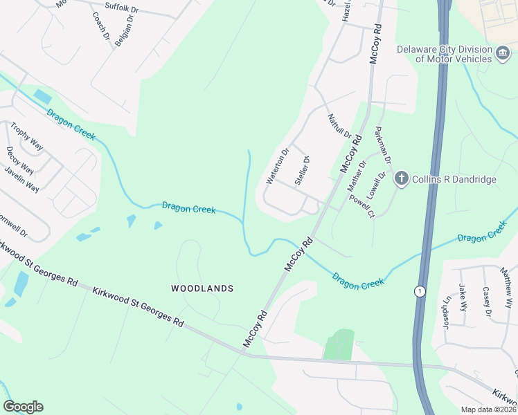 map of restaurants, bars, coffee shops, grocery stores, and more near 17 Waterton Drive in Bear