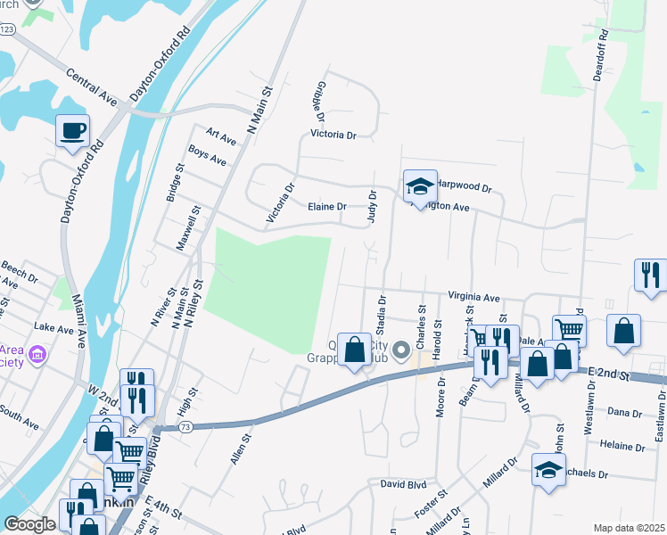 map of restaurants, bars, coffee shops, grocery stores, and more near 59 Highridge Court in Franklin