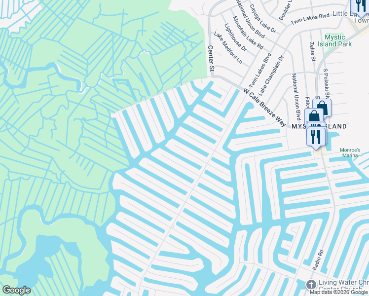 map of restaurants, bars, coffee shops, grocery stores, and more near 18 West Delaware Drive in Little Egg Harbor Township