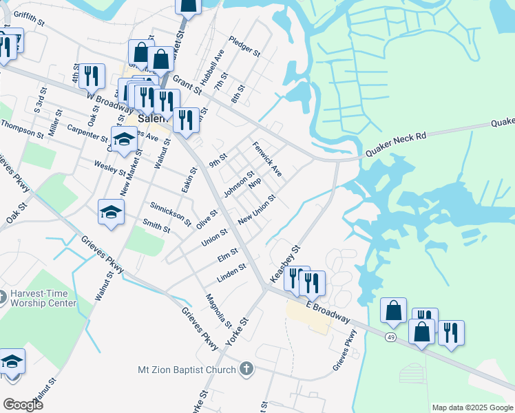 map of restaurants, bars, coffee shops, grocery stores, and more near 337 Craven Avenue in Salem