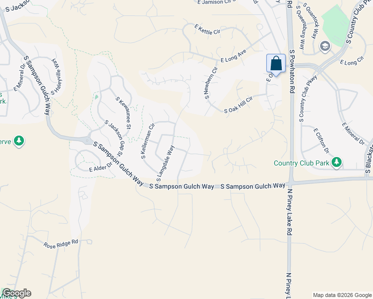 map of restaurants, bars, coffee shops, grocery stores, and more near 8167 South Little River Way in Aurora