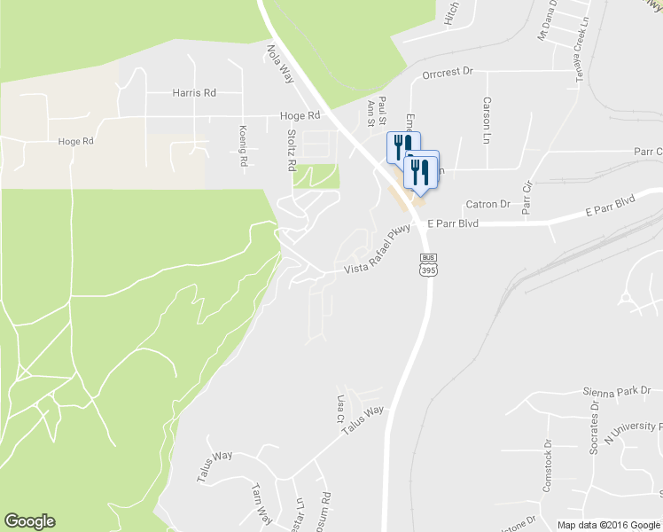 map of restaurants, bars, coffee shops, grocery stores, and more near 4573 Kathleen Denise Lane in Reno