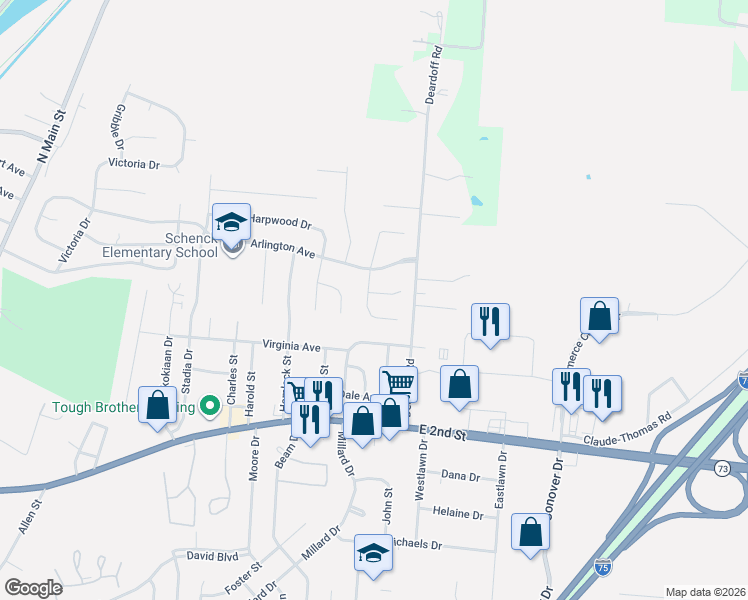 map of restaurants, bars, coffee shops, grocery stores, and more near 121 Holly Drive in Franklin