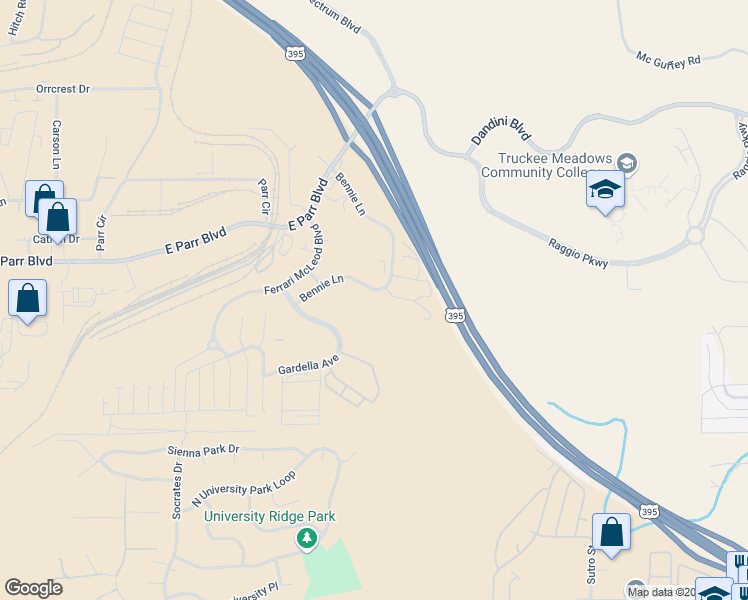 map of restaurants, bars, coffee shops, grocery stores, and more near 740 Bennie Lane in Reno