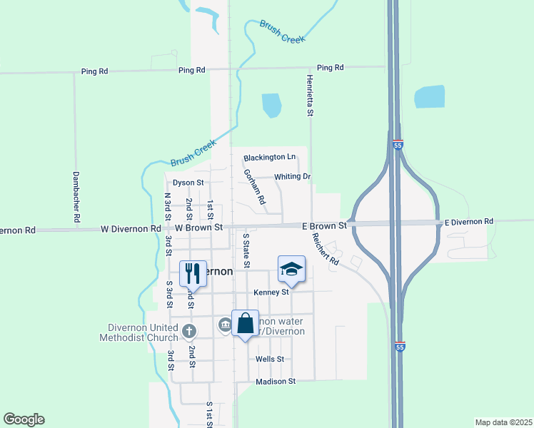 map of restaurants, bars, coffee shops, grocery stores, and more near 37 Tiffany Drive in Divernon