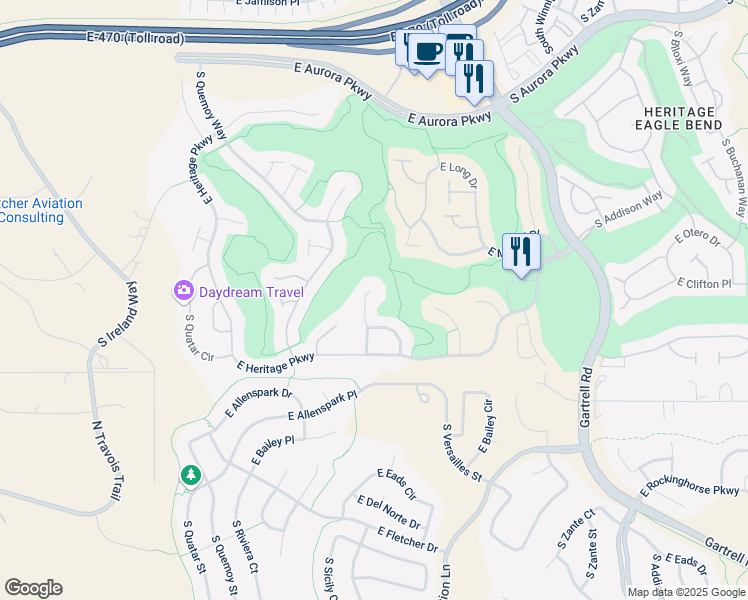 map of restaurants, bars, coffee shops, grocery stores, and more near 8157 South Tempe Court in Aurora