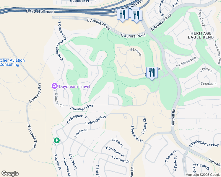 map of restaurants, bars, coffee shops, grocery stores, and more near 8157 South Tempe Court in Aurora