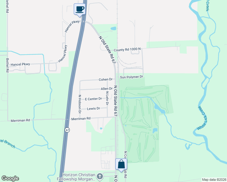 map of restaurants, bars, coffee shops, grocery stores, and more near 33 Allen Drive in Mooresville