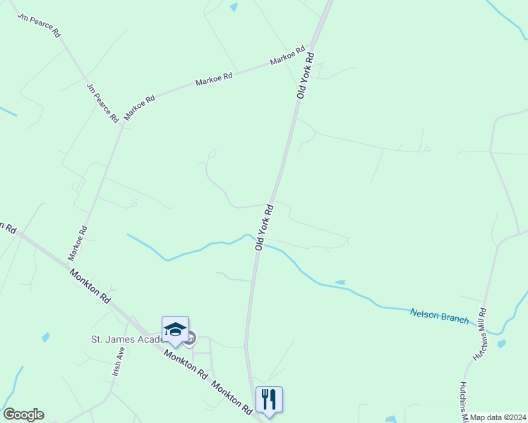 map of restaurants, bars, coffee shops, grocery stores, and more near 16300 Old York Road in Monkton