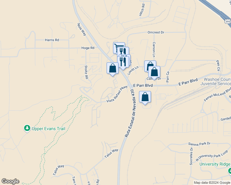 map of restaurants, bars, coffee shops, grocery stores, and more near 211 John Eugene Court in Reno