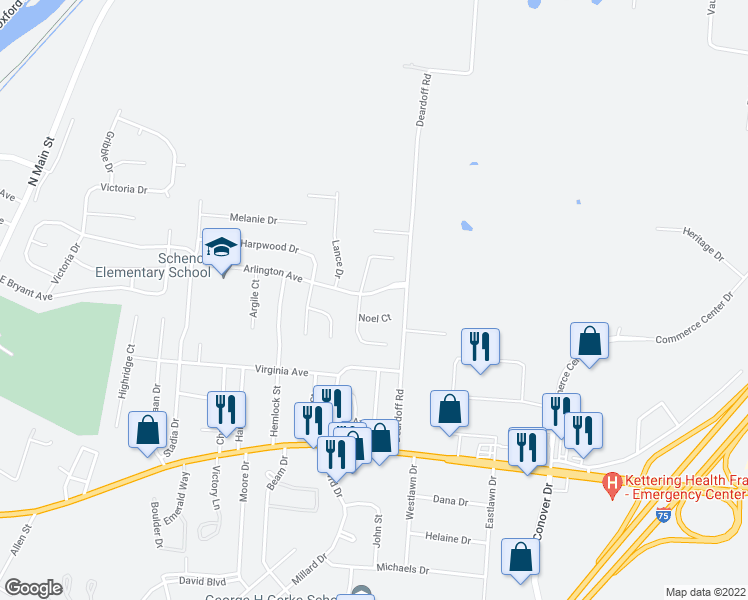 map of restaurants, bars, coffee shops, grocery stores, and more near 810 Arlington Avenue in Franklin