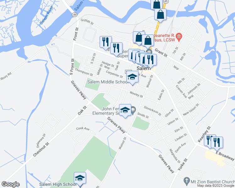 map of restaurants, bars, coffee shops, grocery stores, and more near 81 Chestnut Street in Salem