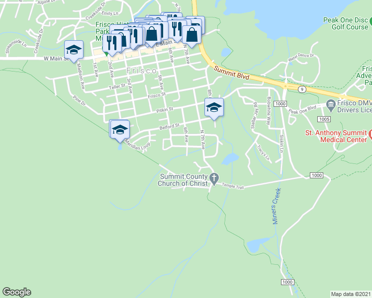 map of restaurants, bars, coffee shops, grocery stores, and more near 570 Bills Ranch Road in Frisco
