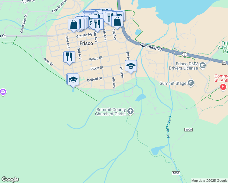 map of restaurants, bars, coffee shops, grocery stores, and more near 570 Bills Ranch Road in Frisco