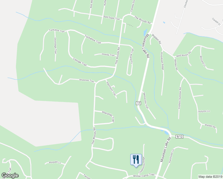 map of restaurants, bars, coffee shops, grocery stores, and more near 23 Algonquin Trail in Hedgesville