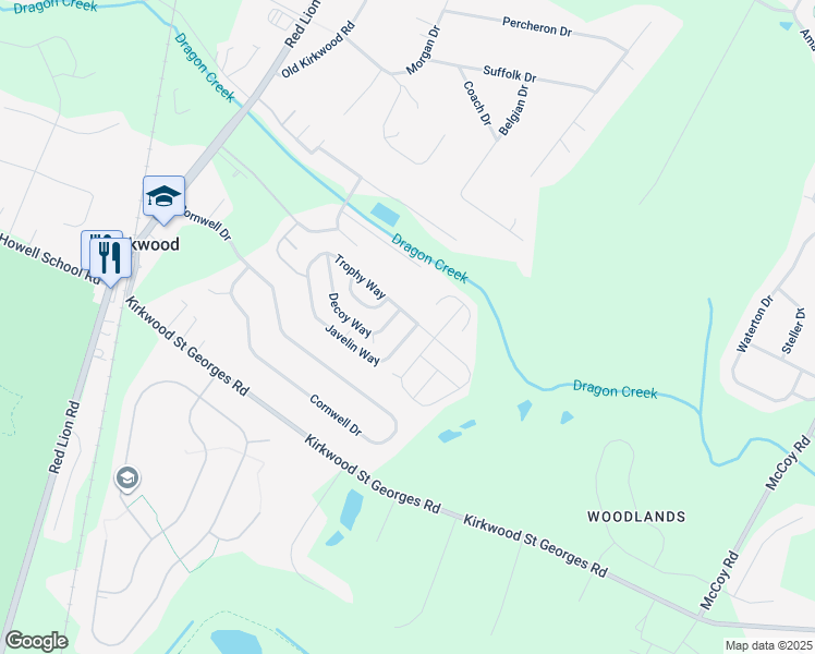 map of restaurants, bars, coffee shops, grocery stores, and more near 769 Javelin Way in Bear