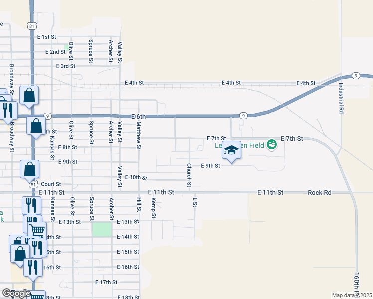 map of restaurants, bars, coffee shops, grocery stores, and more near 700-710 Church Street in Concordia