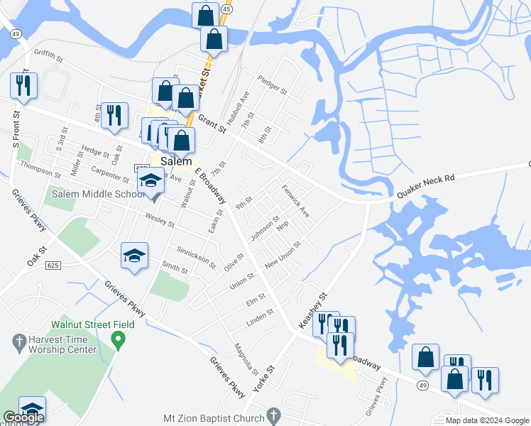 map of restaurants, bars, coffee shops, grocery stores, and more near 284 Craven Avenue in Salem
