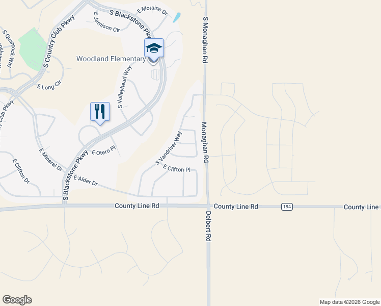 map of restaurants, bars, coffee shops, grocery stores, and more near 27972 East Nova Place in Aurora