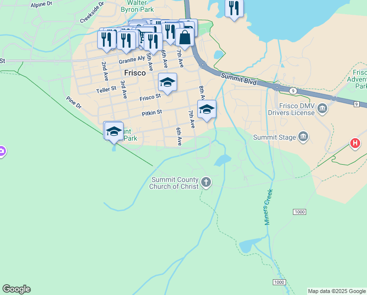 map of restaurants, bars, coffee shops, grocery stores, and more near 604 McKees in Frisco