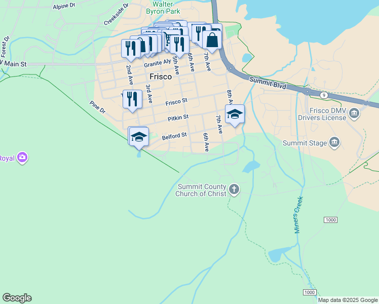 map of restaurants, bars, coffee shops, grocery stores, and more near 641 South 5th Avenue in Frisco
