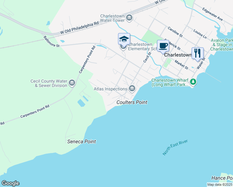 map of restaurants, bars, coffee shops, grocery stores, and more near 55 Long Beach Road in Charlestown