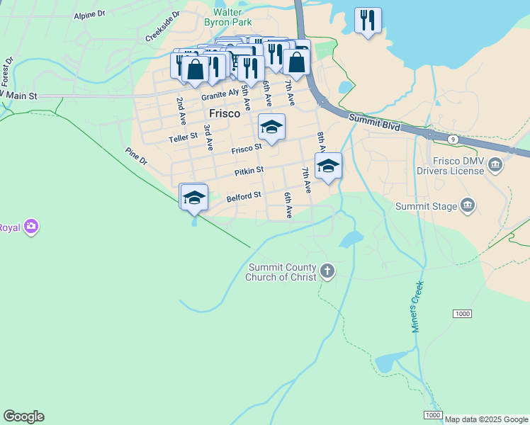 map of restaurants, bars, coffee shops, grocery stores, and more near 641 South 5th Avenue in Frisco