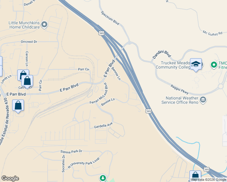 map of restaurants, bars, coffee shops, grocery stores, and more near 650 Ferrari McLeod Boulevard in Reno