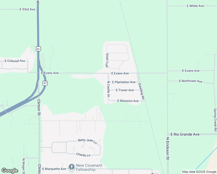map of restaurants, bars, coffee shops, grocery stores, and more near North Castle Street in Vigo County