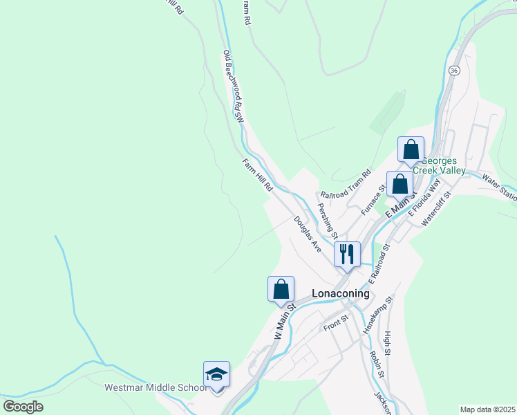 map of restaurants, bars, coffee shops, grocery stores, and more near in Lonaconing